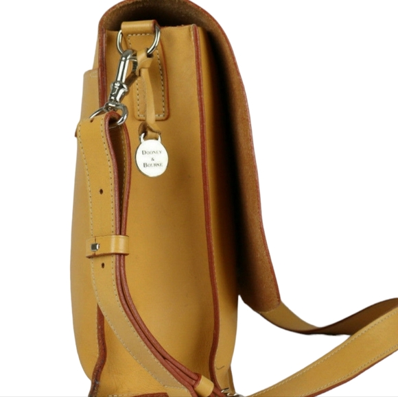 Dooney & Bourke Crossbody HOBO Bag Tote Purse Leather Large Tan Silver RARE - Picture 2 of 16